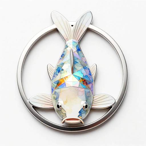 Iridescent Origami Koi Laser-Etched Badge