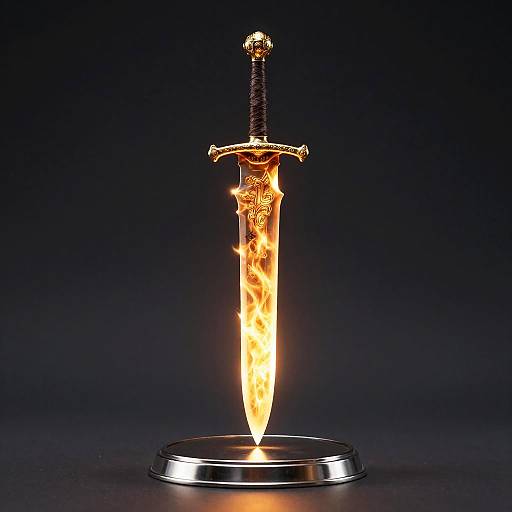 Epic Blazing Blade on Silver Plinth