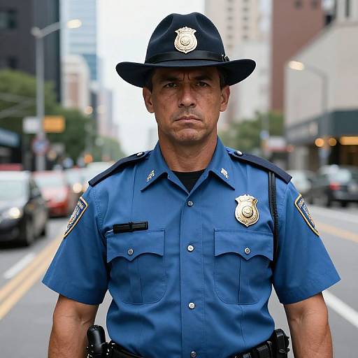 Confident Male Police Officer in City