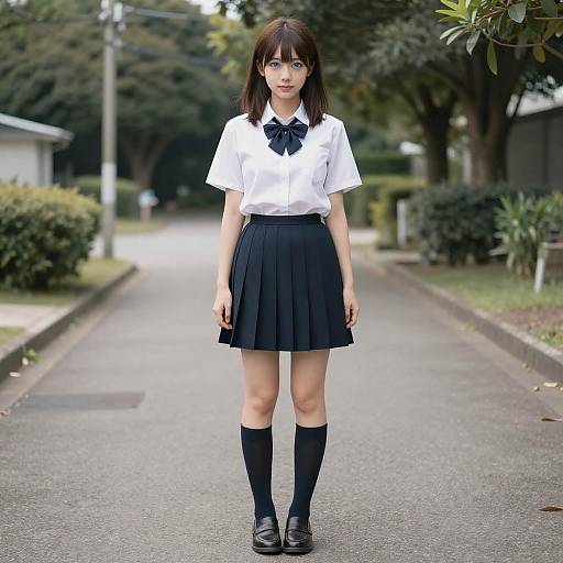 Solo Girl in Serafuku School Uniform