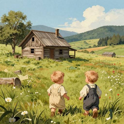 Illustrated Twins in 1929 Appalachian Shack