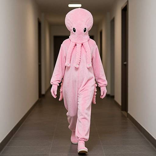 Person in Pink Octopus Costume Walking