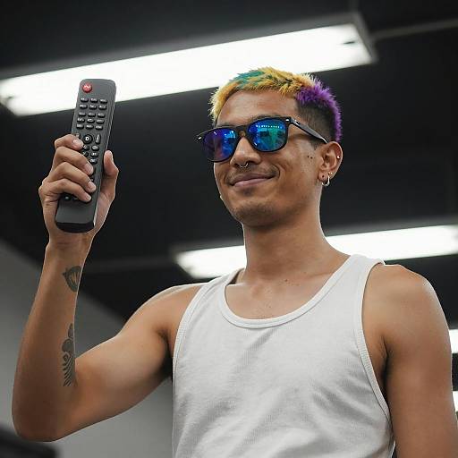 Colorful Hair Man with Sunglasses