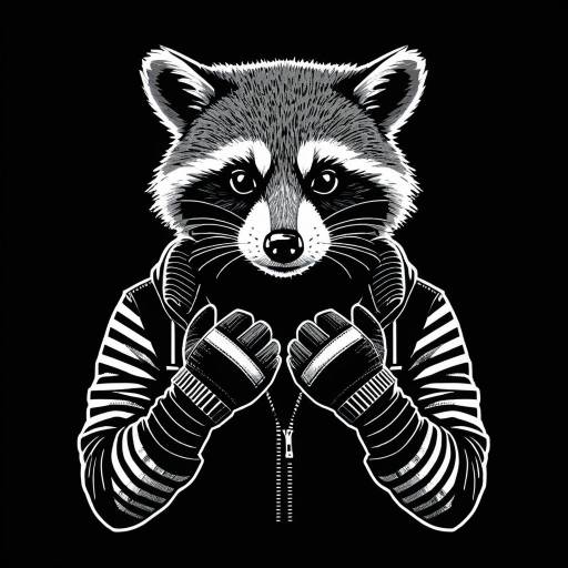 Stylized Raccoon in Hoodie and Gloves