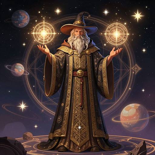 Baroque Cosmic Wizard Illustration