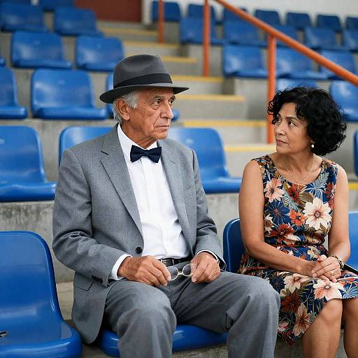 Elderly Couple in Stadium Seats