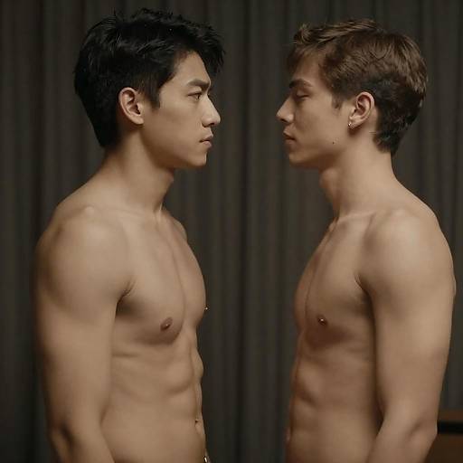 Intimate Portrait of Two Men in Dim Light