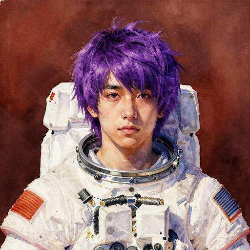 Astronaut with Fluorescent Purple Hair