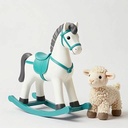 Colorful Rocking Horse and Lamb Toy