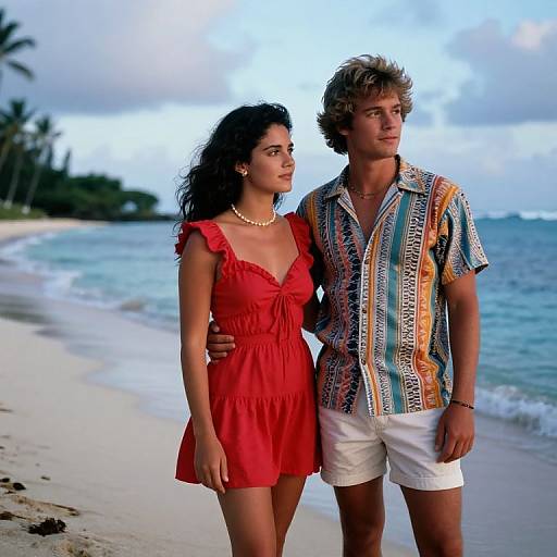 1980s Vibrant Couple on Tahiti Beach