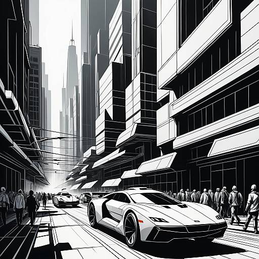 Futuristic Vehicles on Urban Street