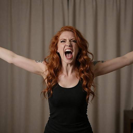 Fierce Woman Yelling in Dim Light