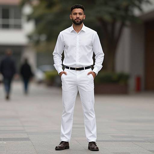 Dark-Skinned Man in White Outfit