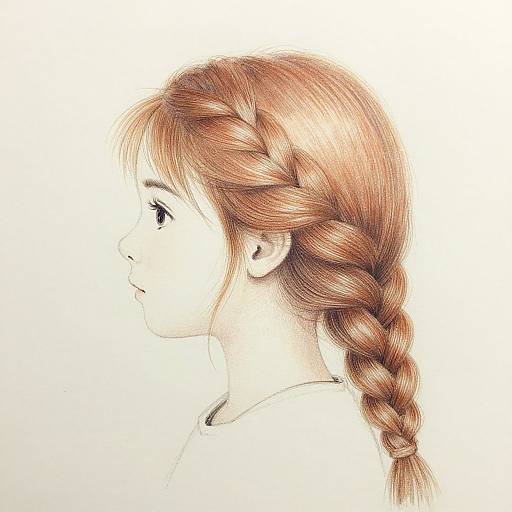 Elegant Braided Brown Hair Drawing