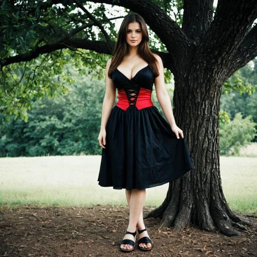 Woman in Black and Red Dress Outdoors