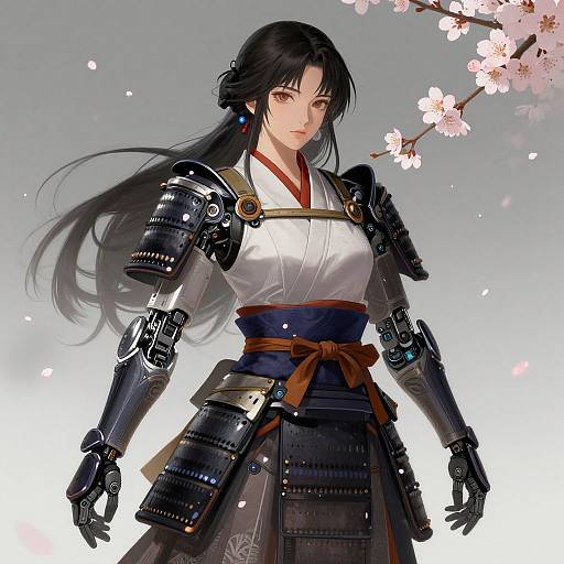Elegant Cyber-Enhanced Samurai Woman