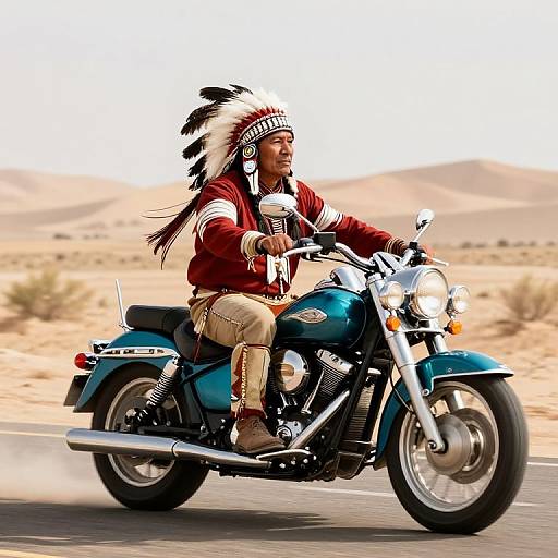Native American Chieftain on Motorcycle