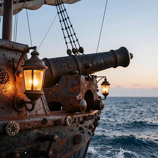 Pirate Ship Close-Up at Dusk