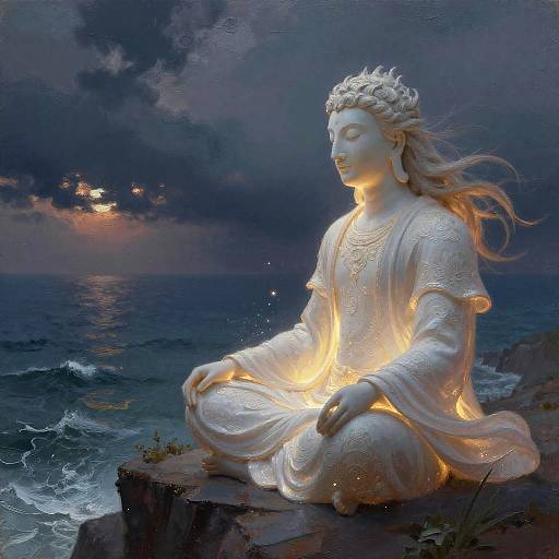 Serene Mahogany Horse Meditating at Dusk