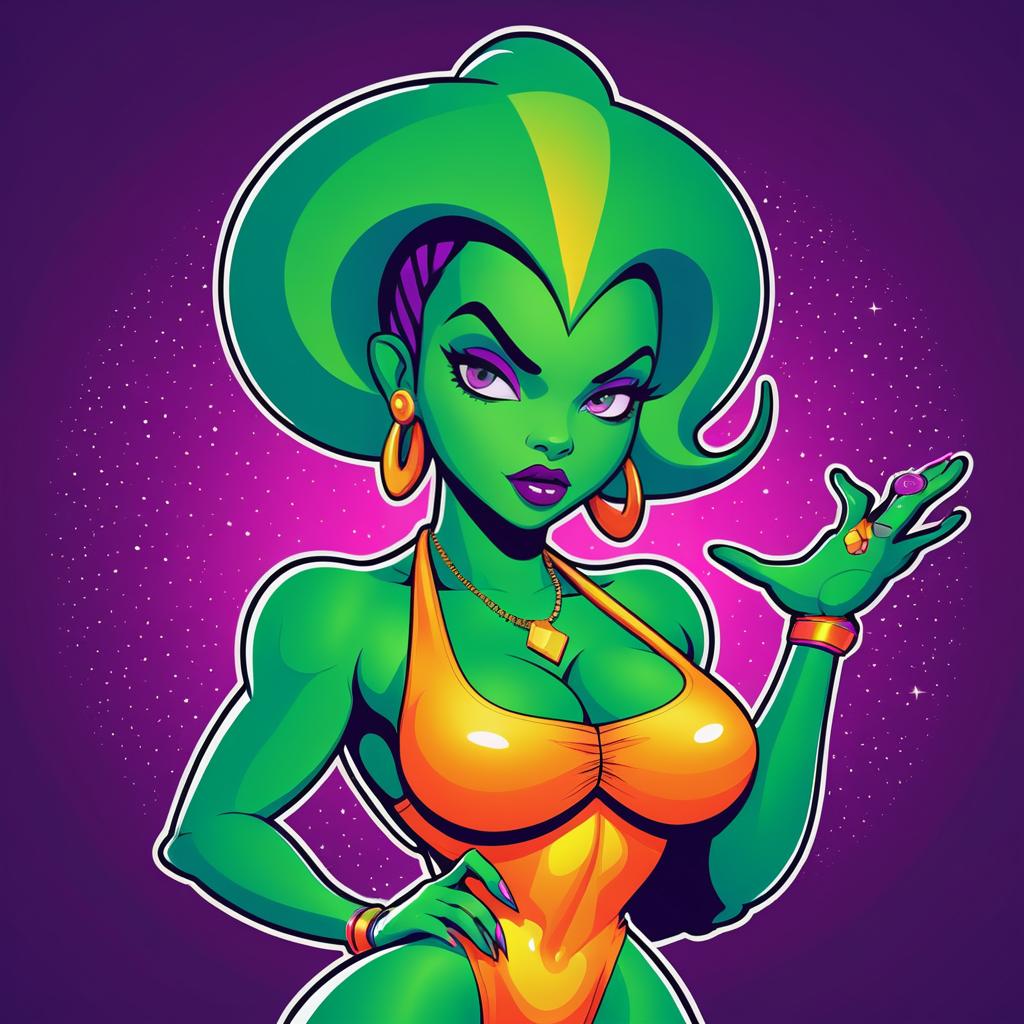 Sassy Female Alien Hip-Hop Character