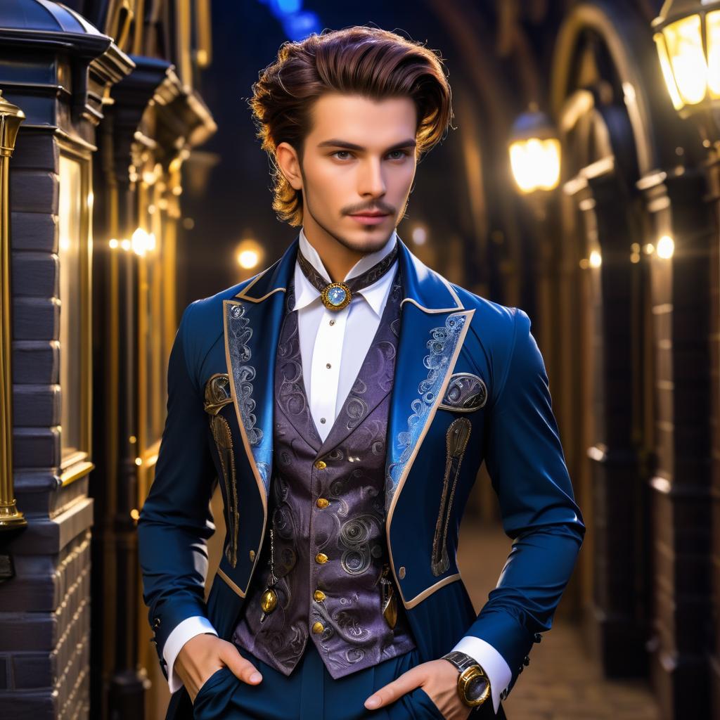 Elegant Steampunk Man in Wonderland