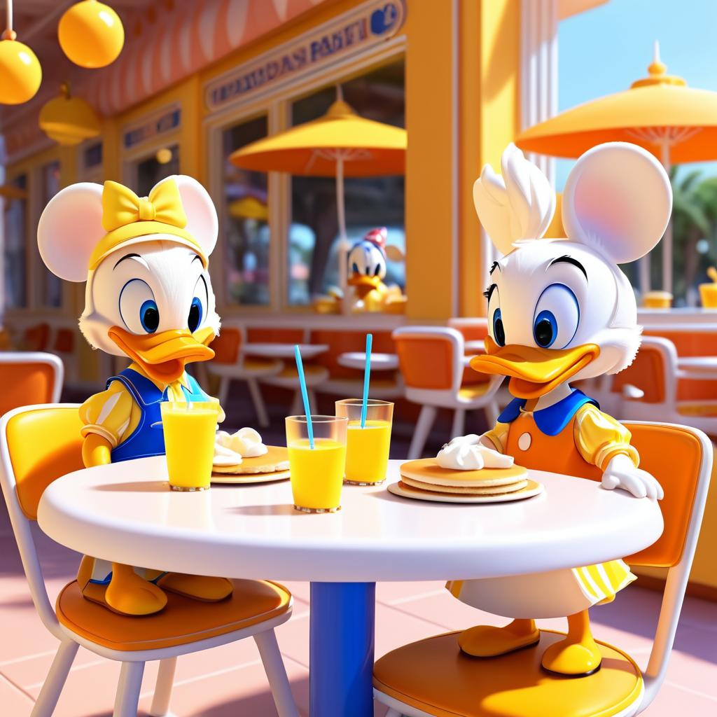 Toddler Ducks Breakfast in Disney Style