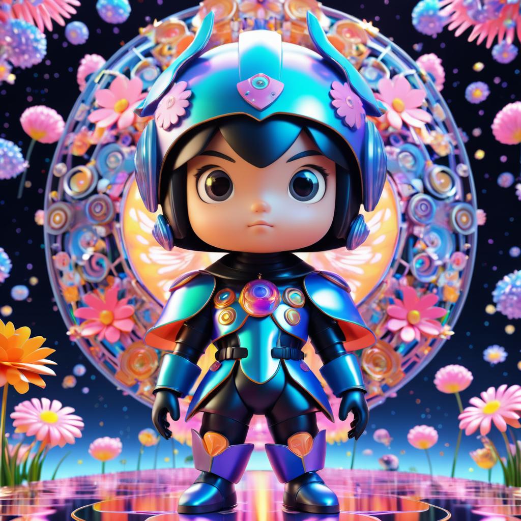 Chibi Cyborg Knight in Psychedelic World