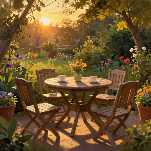 Cozy Garden Patio at Sunset