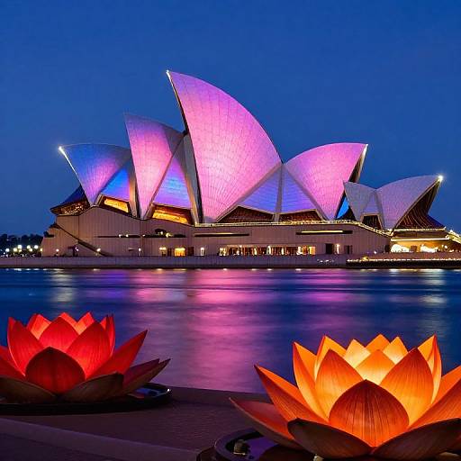Neon Sydney Opera House with Lotus