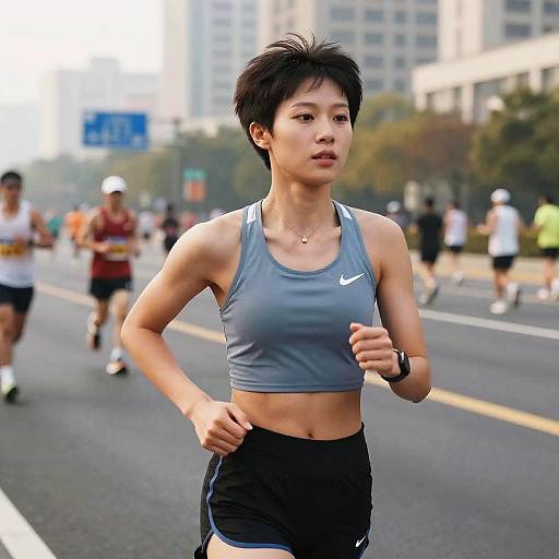 Athletic Woman with Taper Cut Hairstyle