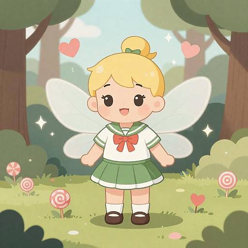 Adorable Candy-Toned Sailor Woodland Fairy
