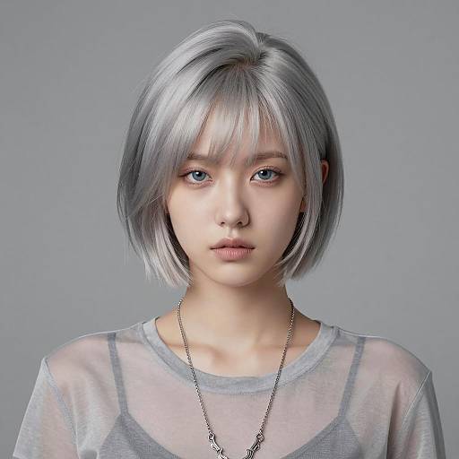 Young Woman with Short Silver Grey Hair