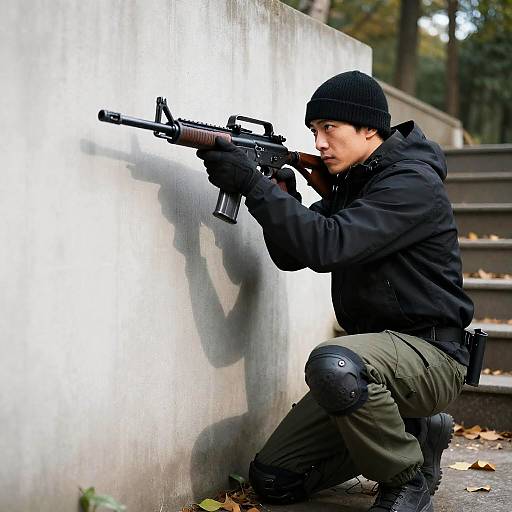 Crouching Marksman in Urban Environment