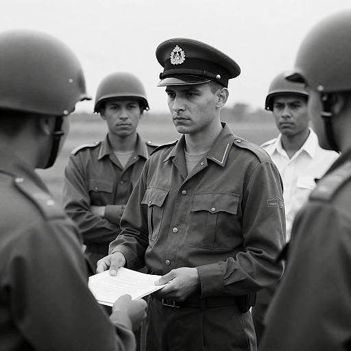 Intense Soldiers In Black And White