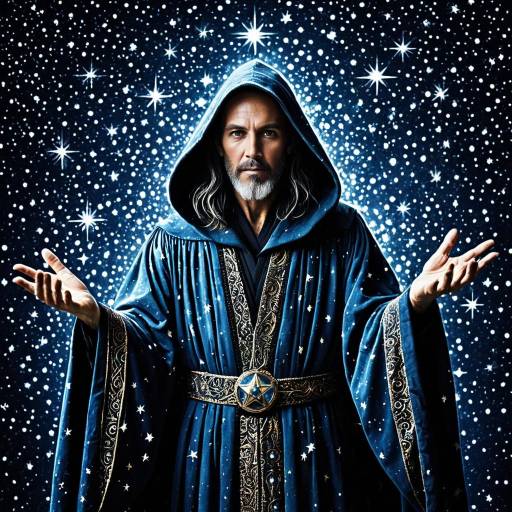 Mystical Sorcerer Amidst Twinkling Stars