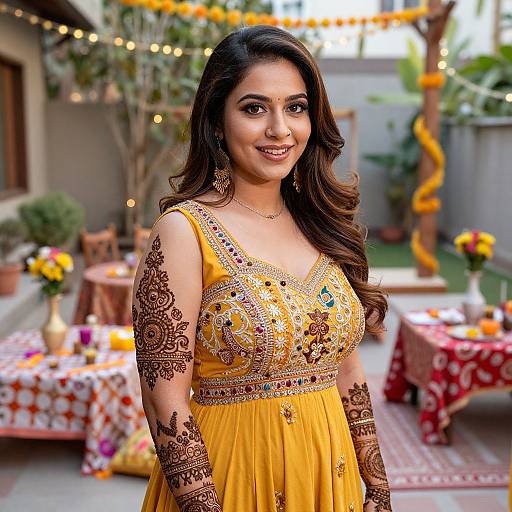 Vibrant Mehndi Party Wear Dress