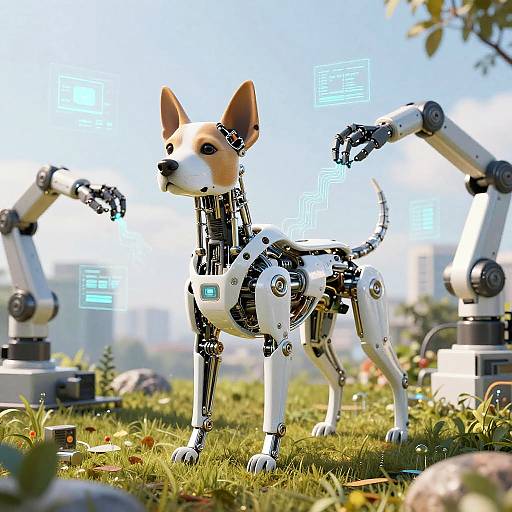 Surreal Mechanical Dog AI Assembly