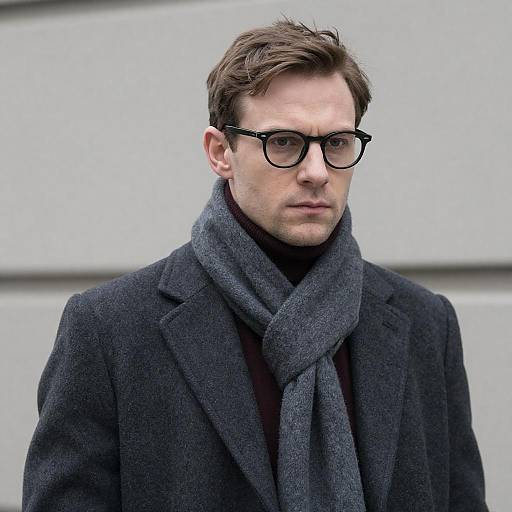 Serious Man in Gray Coat Portrait