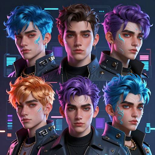 Futuristic Cyberpunk AI Character Portraits