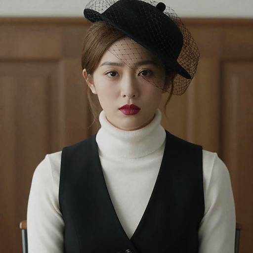 Elegant Woman Portrait with Red Lipstick