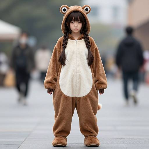 Girl in Realistic Toad Kigurumi