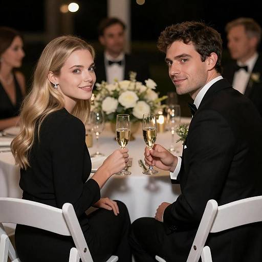 Elegant Couple Celebrating in Formal Attire