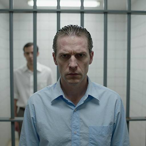 Intense Portrait in a Prison Cell