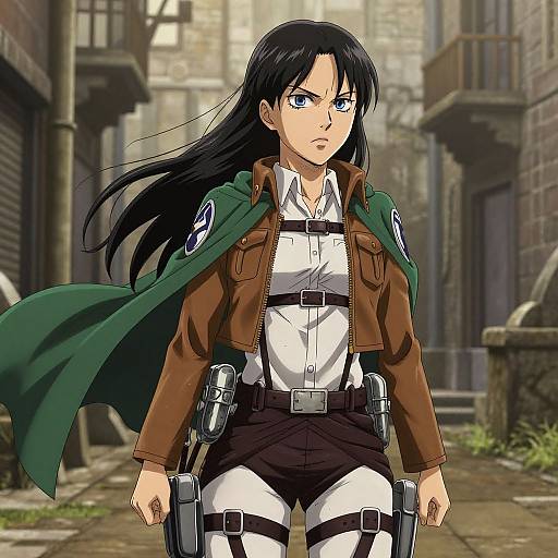 Digital anime-style drawing of Mikasa Ackerman from 