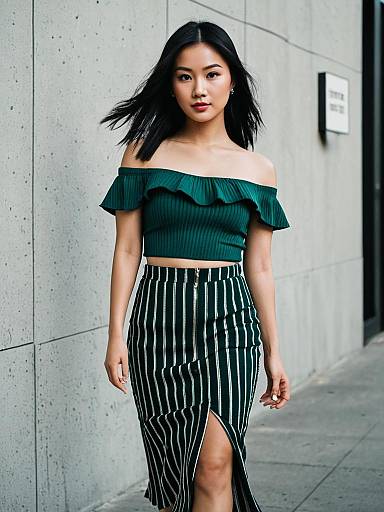 Trendy Night-Out Fashion Pose in Emerald Green