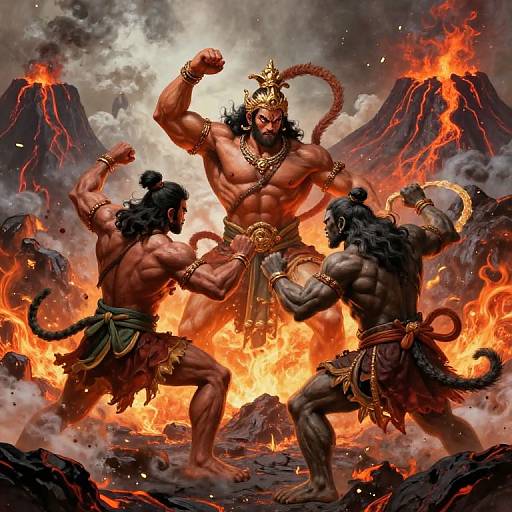 Epic Hanuman Battle in Volcanic Fury