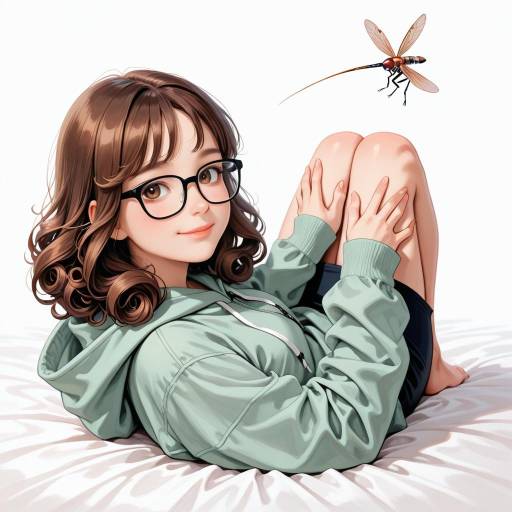 Cheerful Teen with Plush Dragonfly Cheerful Teen with Plush Dragonfly