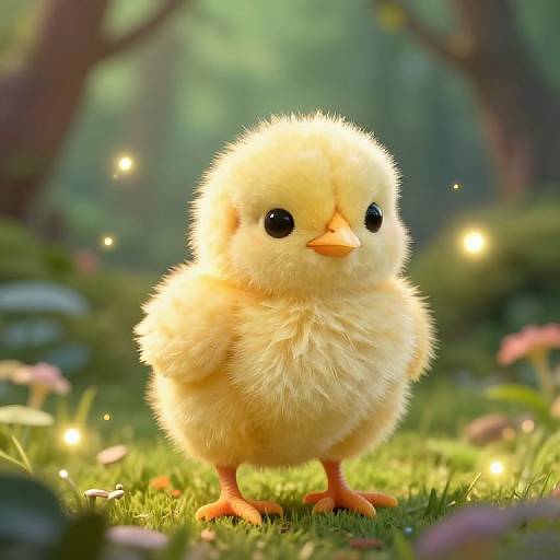 Glowing Chick in Magical Forest