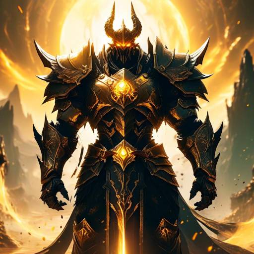 Dark Armored Fantasy Warrior with Glowing Eyes