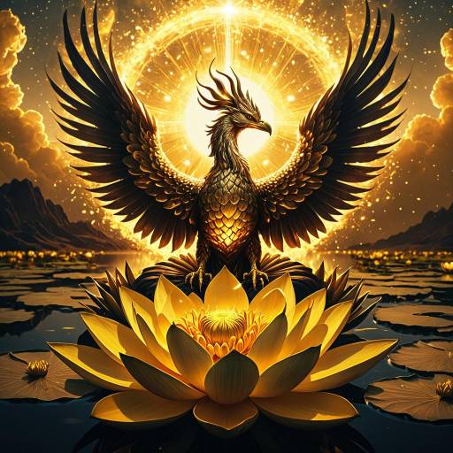 Ethereal Phoenix on a Golden Lotus Ethereal Phoenix on a Golden Lotus